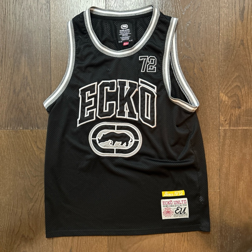 Ecko Unltd Black Silver Basketball Jersey Mens Size #72 Medium